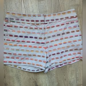 Loft Rainbow Embroidered Riviera Cream Shorts size 4
